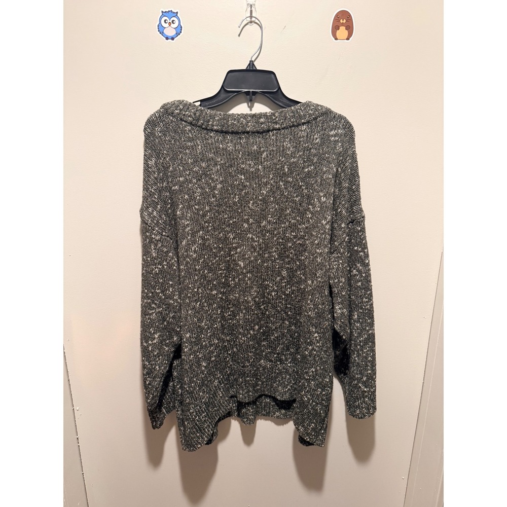 Old Navy Womens 2X Green Marled V-Neck Tunic Sweater Oversized Cotton Blend - Picture 6 of 8